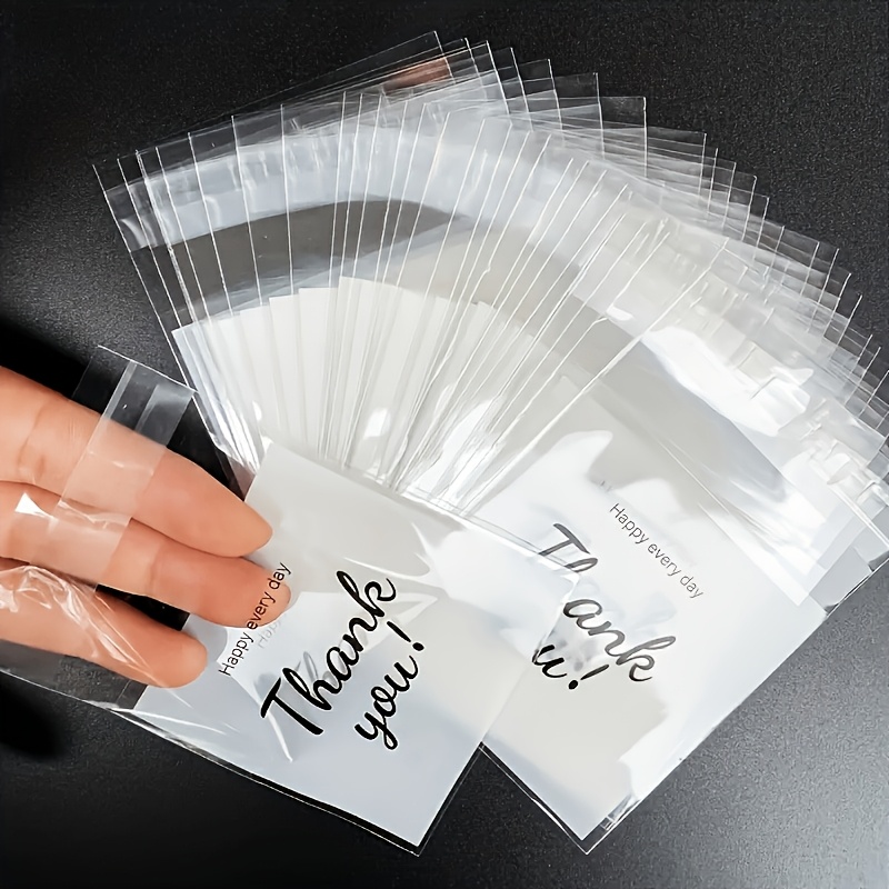 25pcs Thank You Plastic Gift Bags, Self-Sealing Design